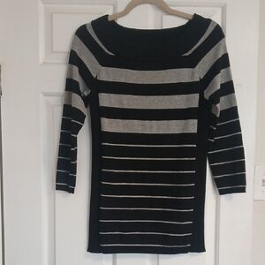One A Black and Gray Striped Women's Sweater